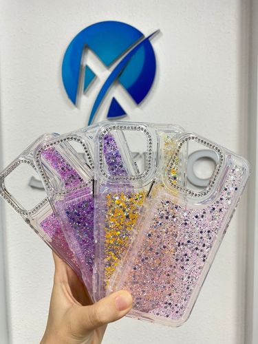 Funda transparente con purpurina 360 para teléfono
