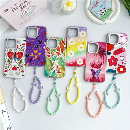 Star 3 en 1 Pintado + Bowknot Pulsera Funda de teléfono