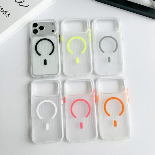 Funda magnética transparente de colores para teléfono móvil