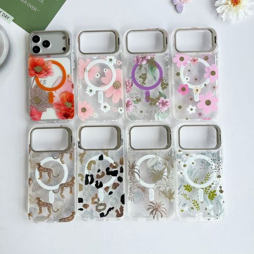 Funda magnética para móvil con diseño floral