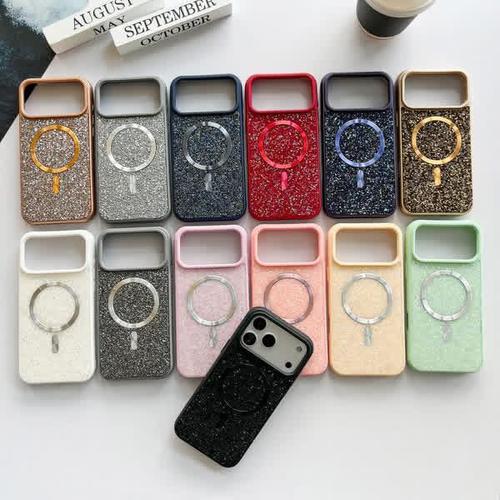 Funda magnética para teléfono con incrustaciones de diamantes